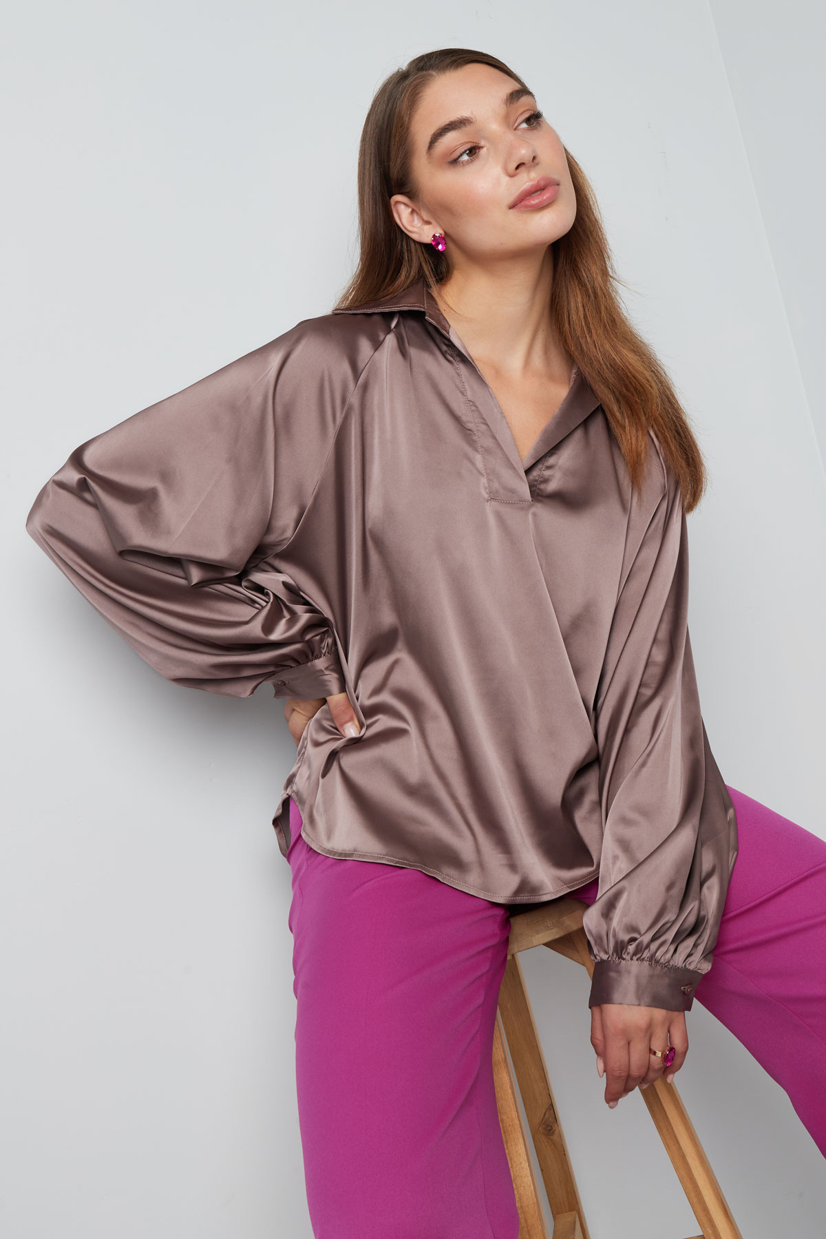 Blouse puffed sleeve pink h5 Picture6
