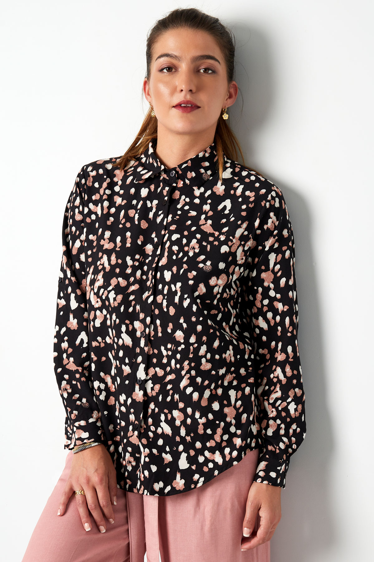Chemisier imprimé léopard noir multi
