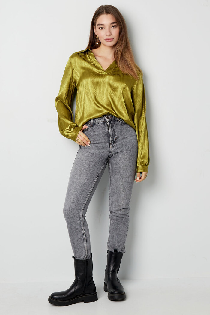 Satin blouse with print - dark green - S Picture9