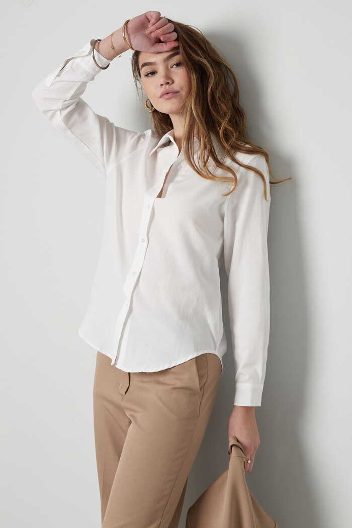 Blusa básica lisa - blanco Imagen8