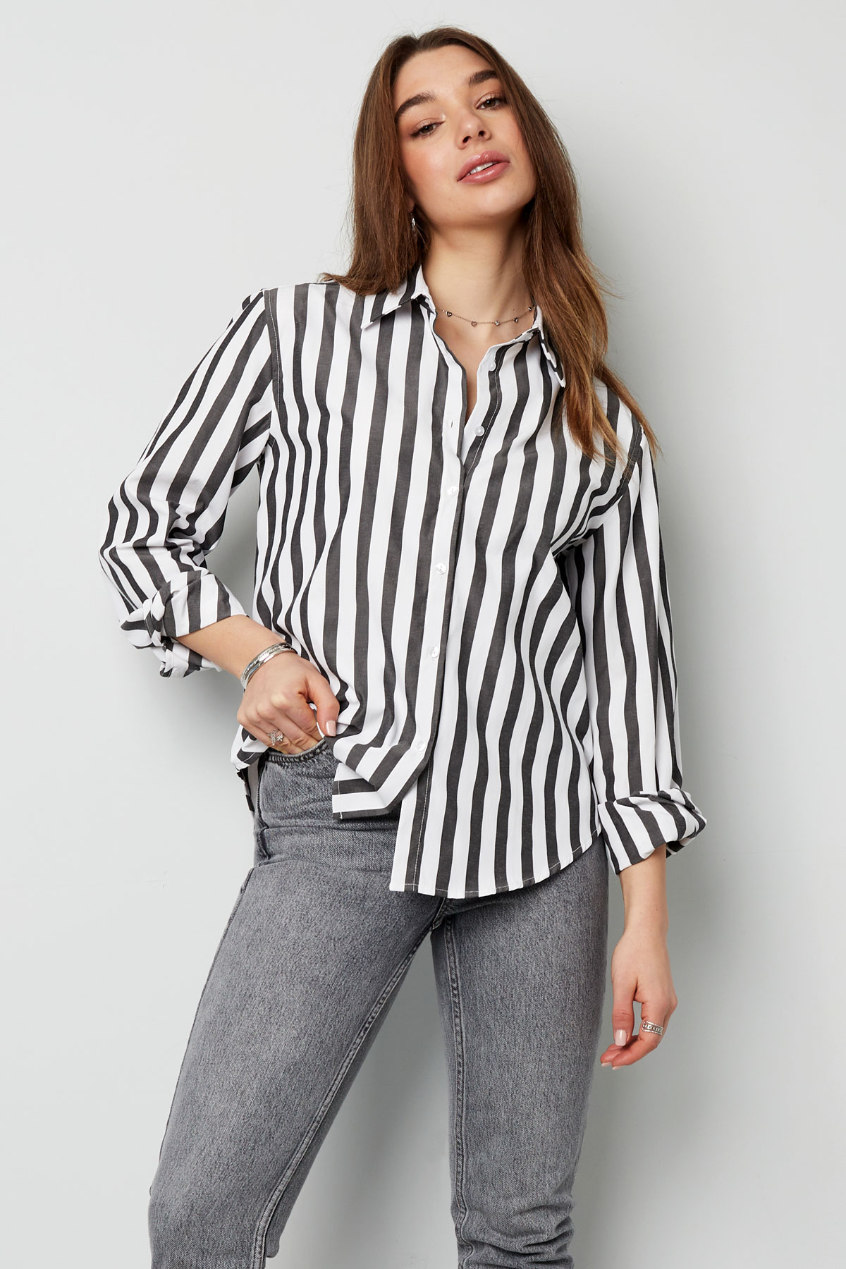 Striped casual blouse - black and white h5 Picture2
