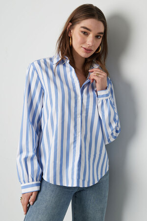 Gestreepte casual blouse - blauw h5 Afbeelding6