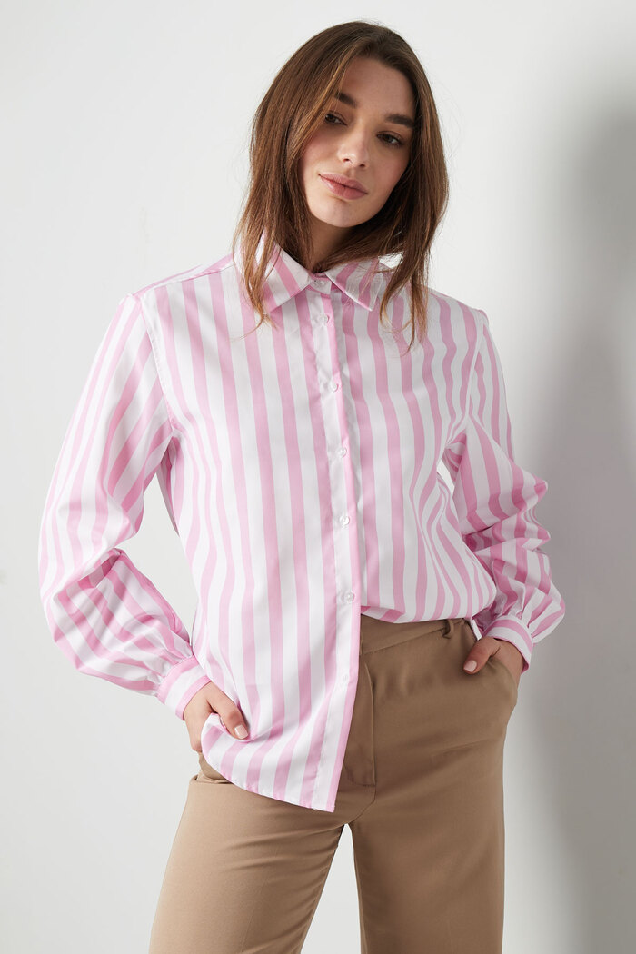 Blusa casual de rayas - rosa Imagen7
