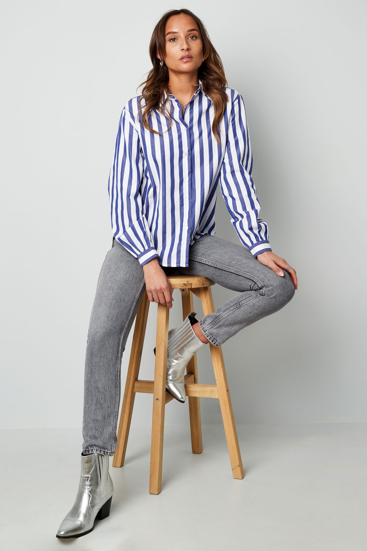 Striped casual blouse - black and white h5 Picture9