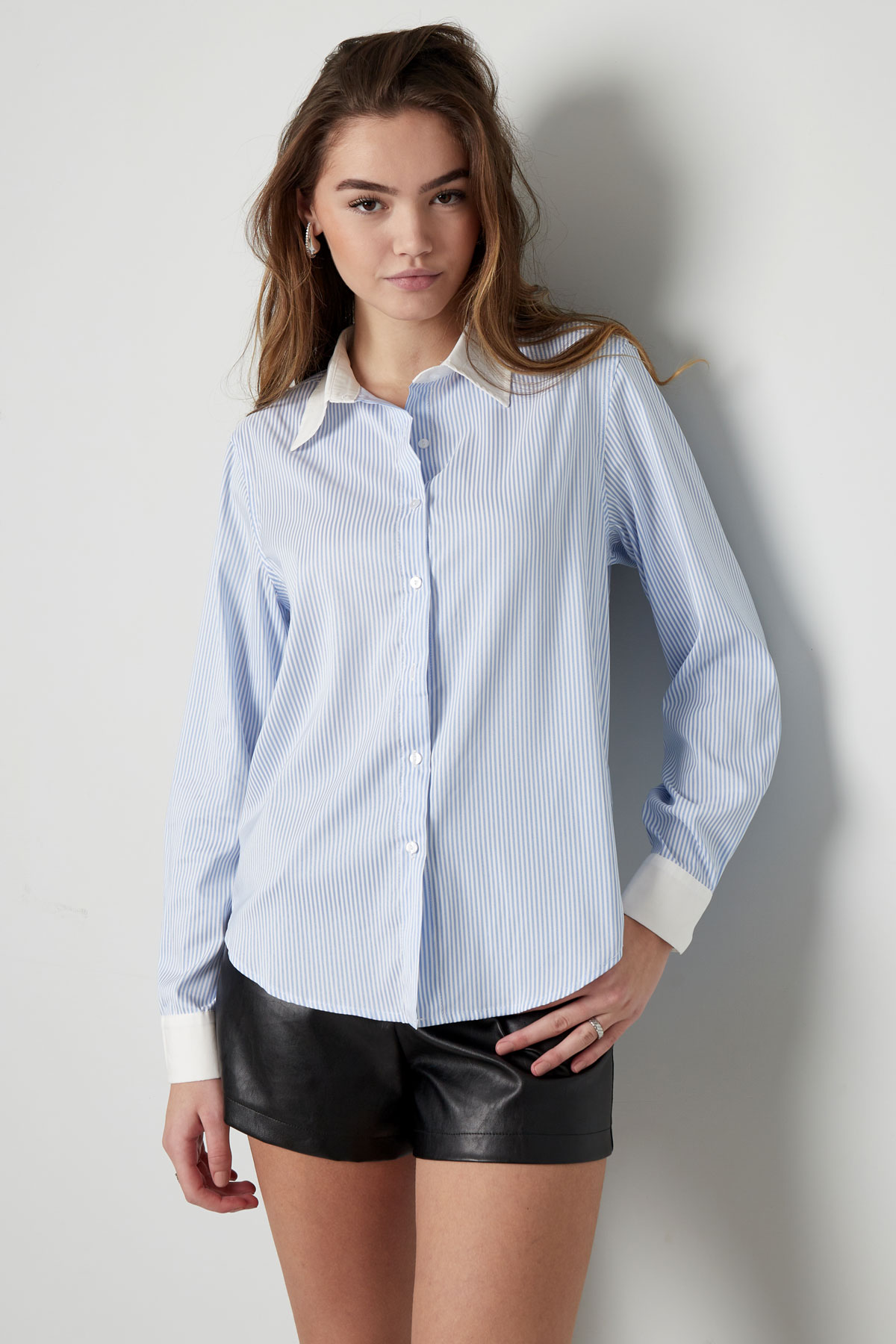 Basic blouse stripes - white/pink