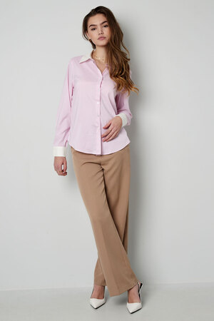 Basic blouse streepjes - wit/roze h5 Afbeelding5