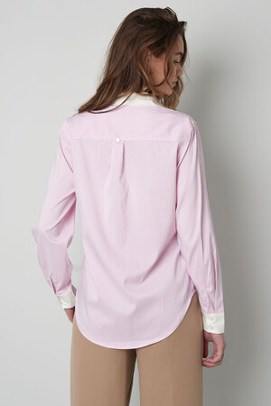 Basic blouse streepjes - wit/roze h5 Afbeelding8