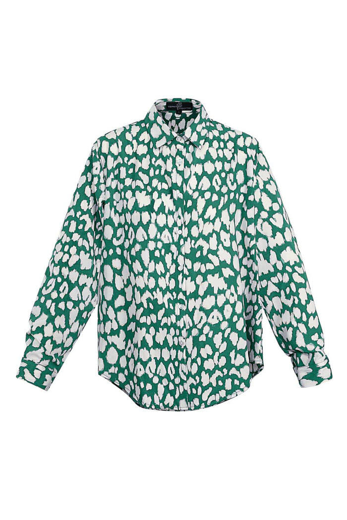 Panter desenli yeşil bluz 