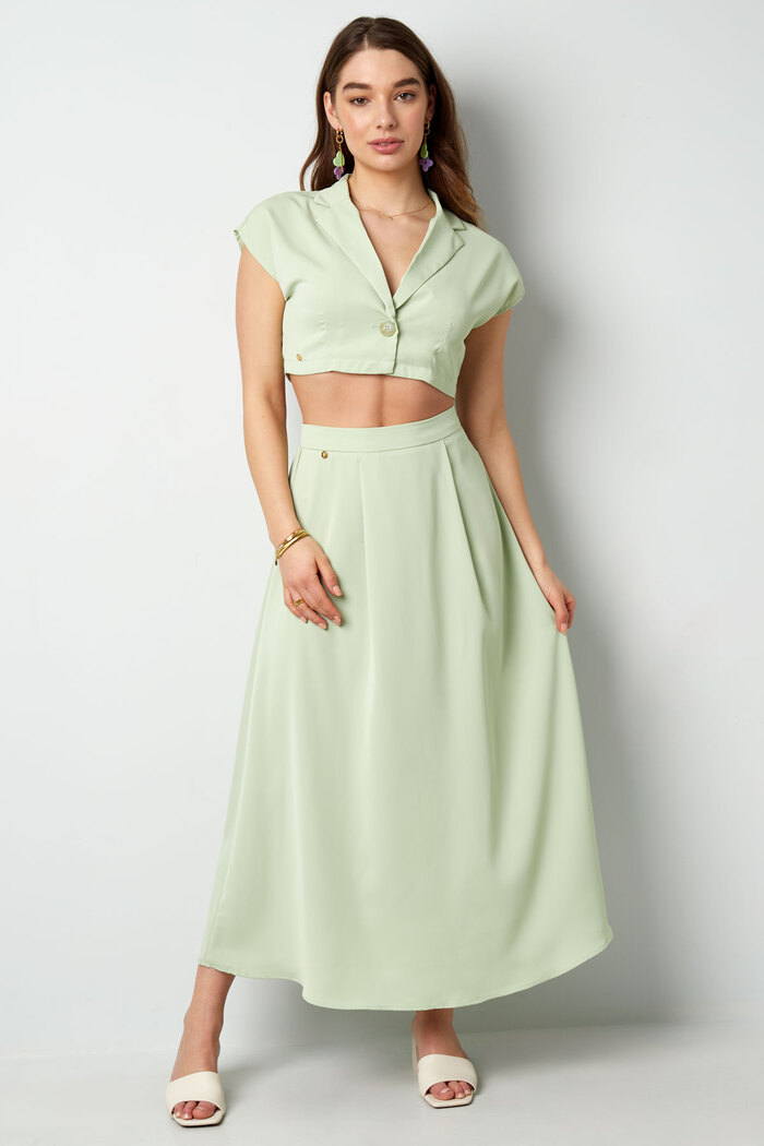 Falda larga de raso - verde Imagen6