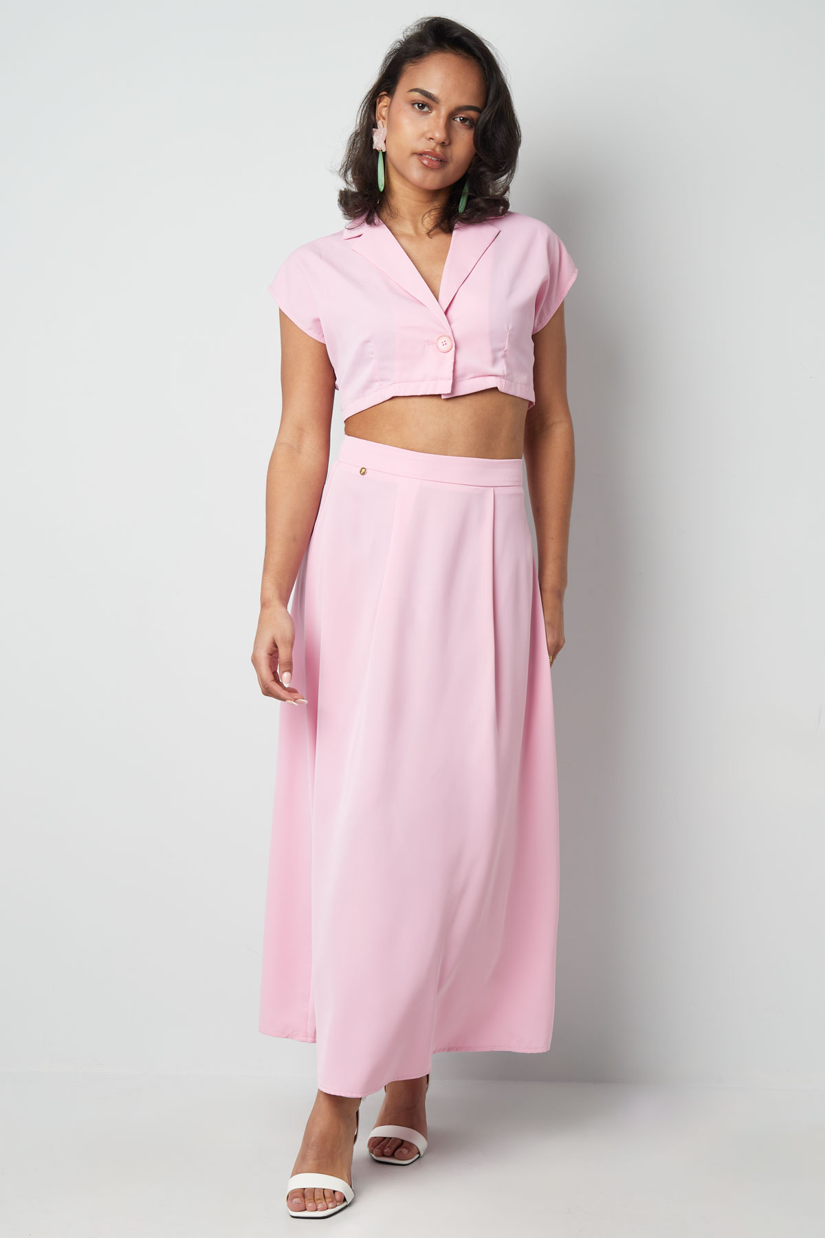 Lange satijnen rok roze SKU0605060 331 S Roze Groothandel SKU0605060 331 S