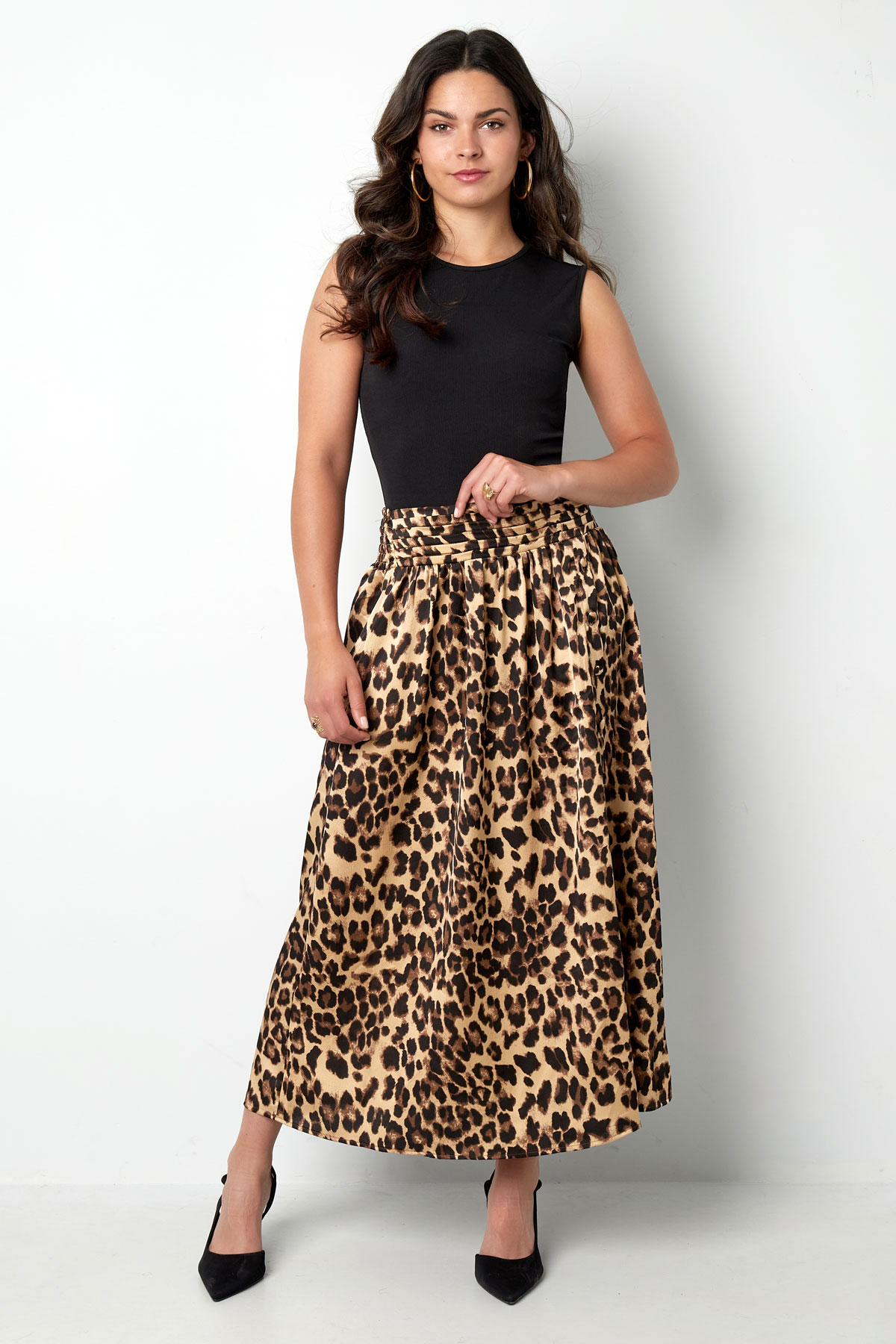 Lange panterprint rok bruin SKU0605110 511 M Bruin Groothandel SKU0605110 511 M