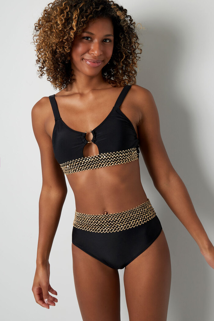 Bikini coutures dorées - noir S Image3