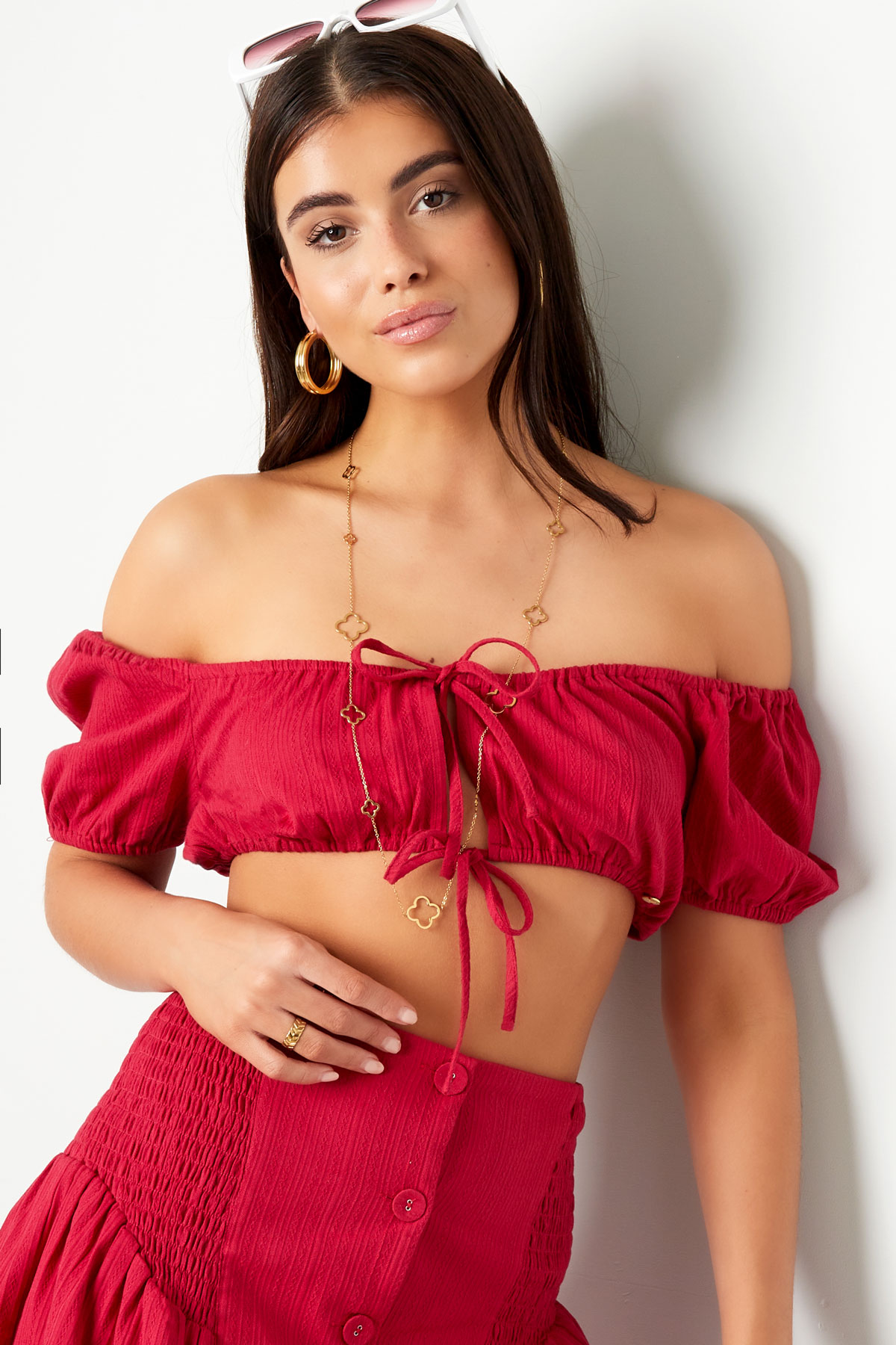 Crop top knotted Red S h5 Picture4