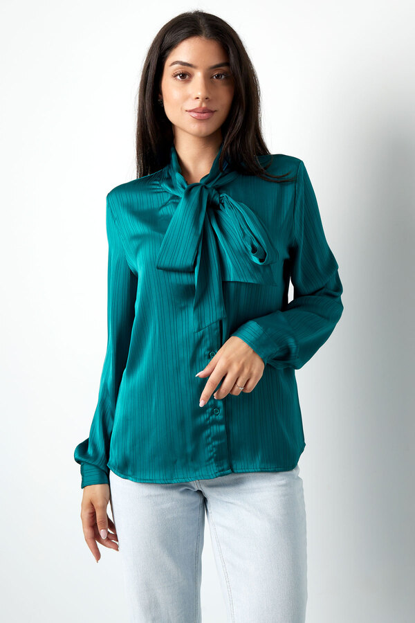 Blouse with bow detail turquoise