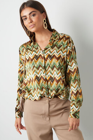 Blouse zigzag print - green h5 Picture2