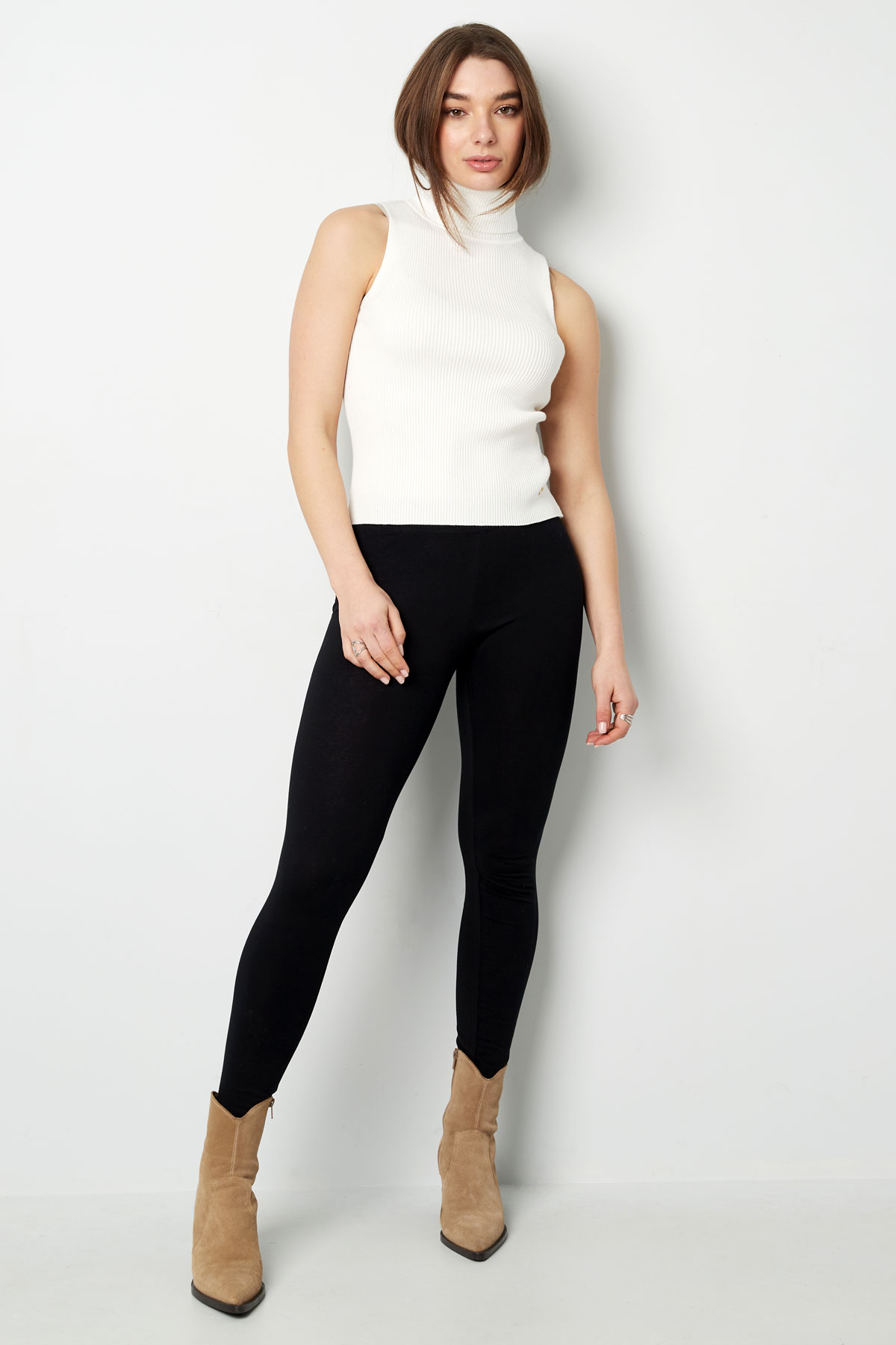 Sleeveless top with high turtleneck small/medium – beige h5 Picture3