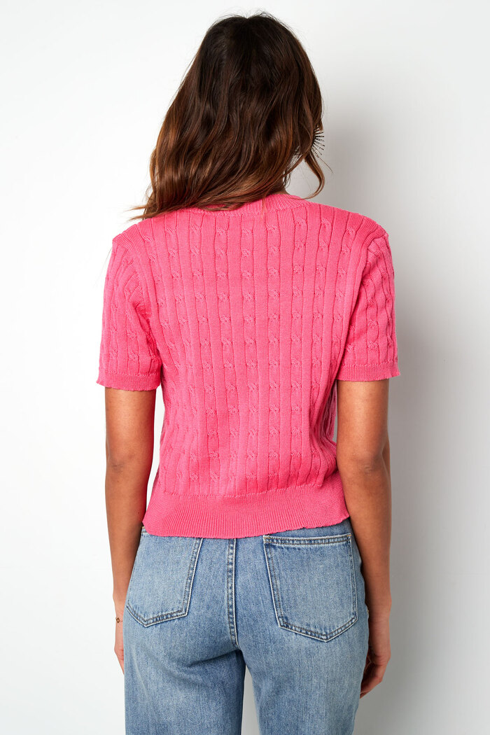 Cardigan tricoté imprimé torsades - blanc Image8