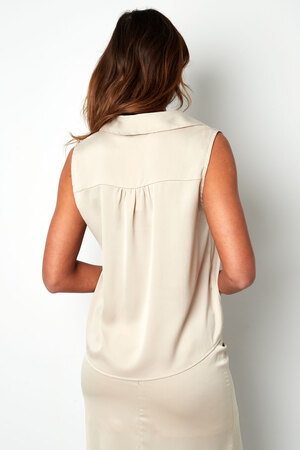Sleeveless blouse with v-neck - beige  h5 Picture7