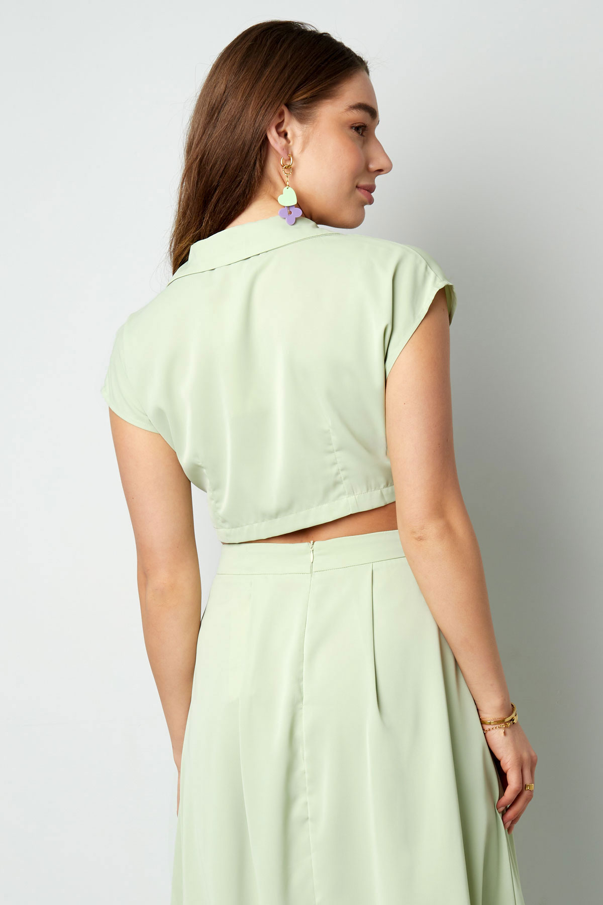 Cropped top with button - green Picture8