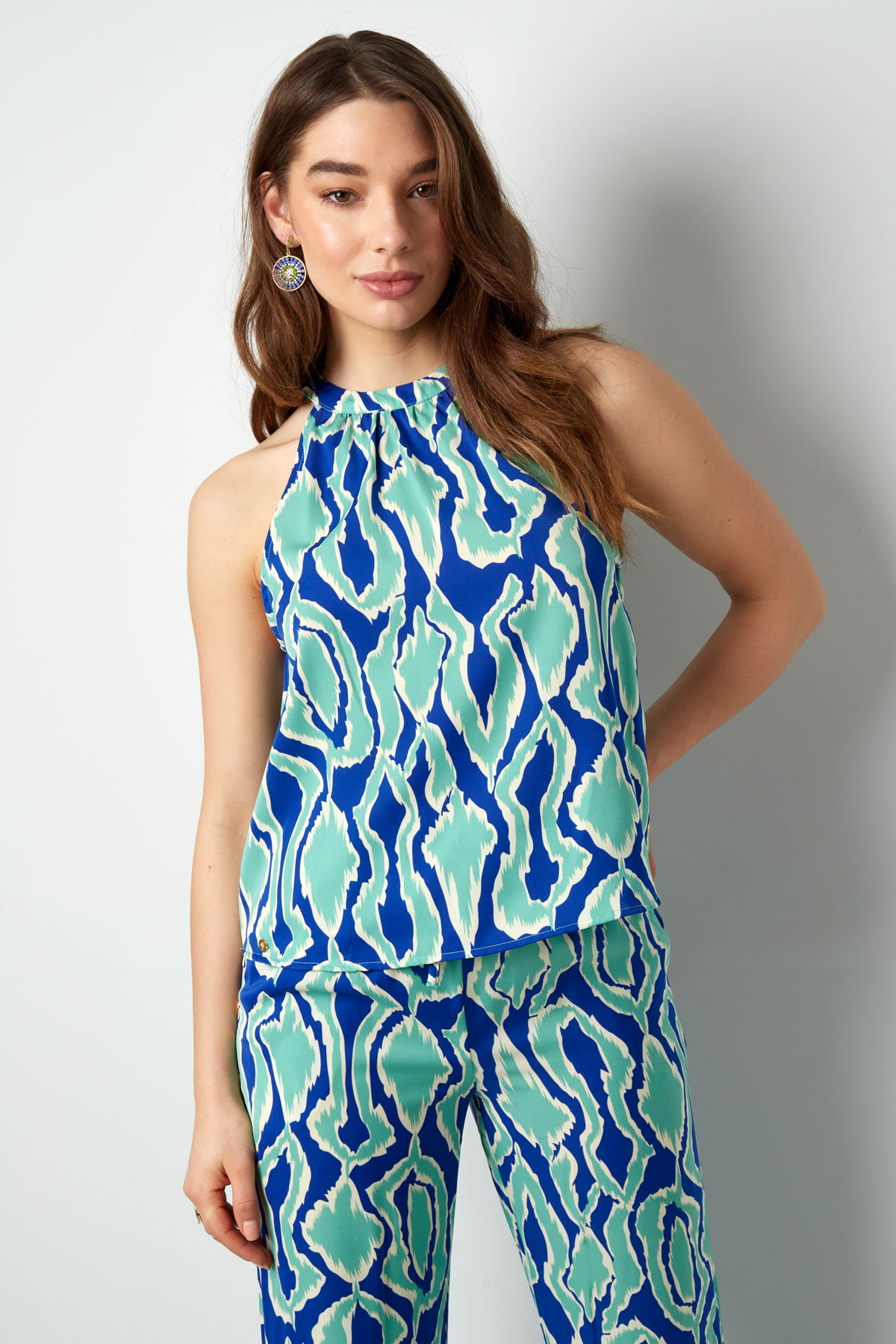 Colorful halter top with print - blue/green  Picture2