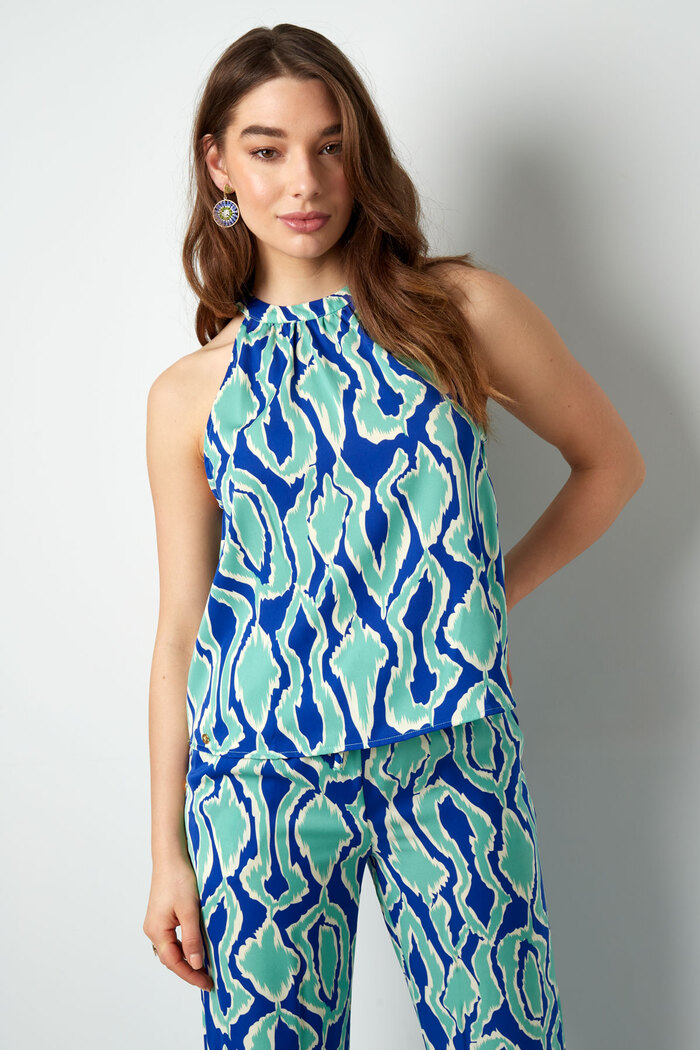 Colorful halter top with print - blue/green  Picture2