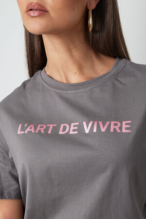 T-shirt l'art de vivre - grijs roze h5 Afbeelding4