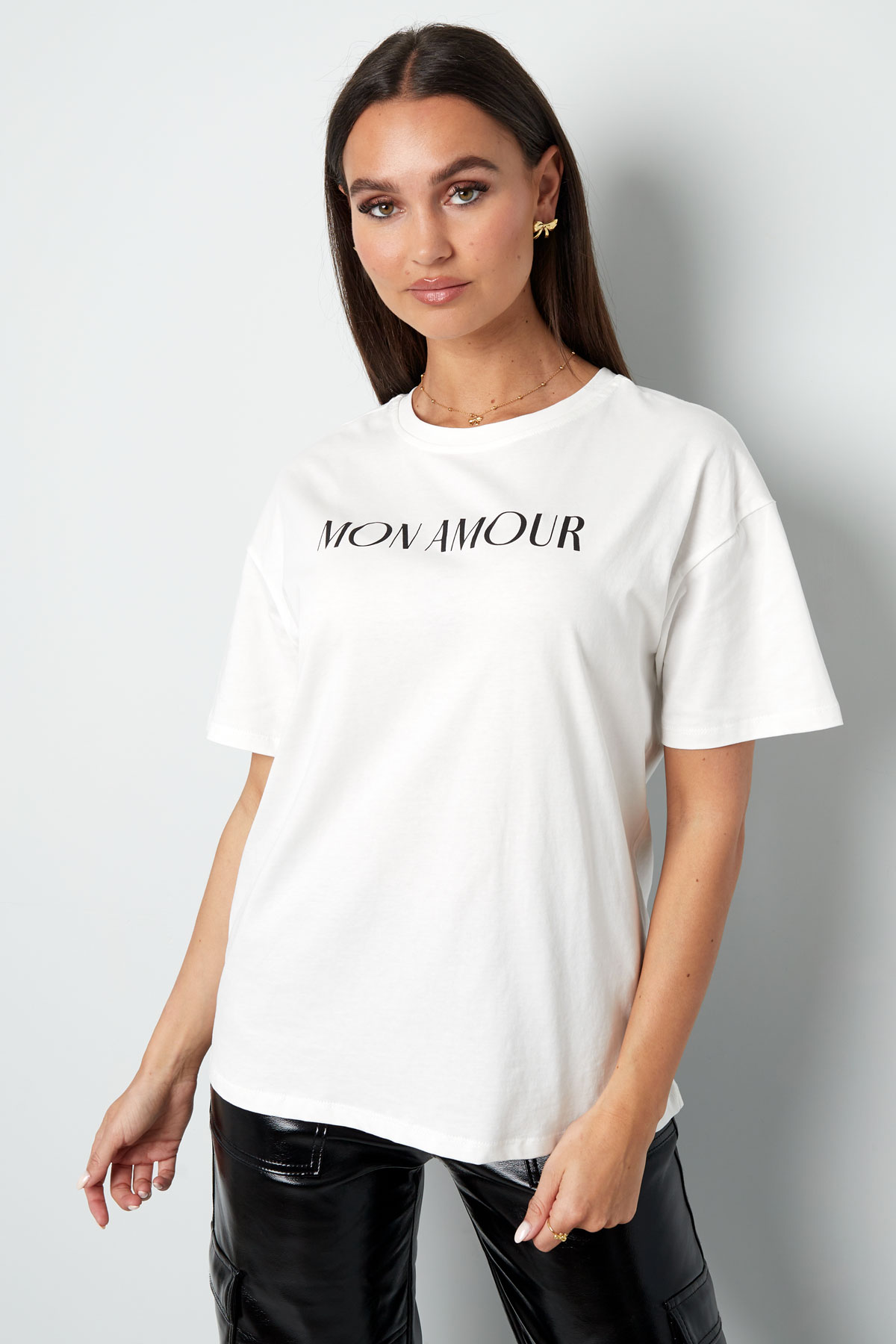 T-shirt mon amour - siyah beyaz Resim2