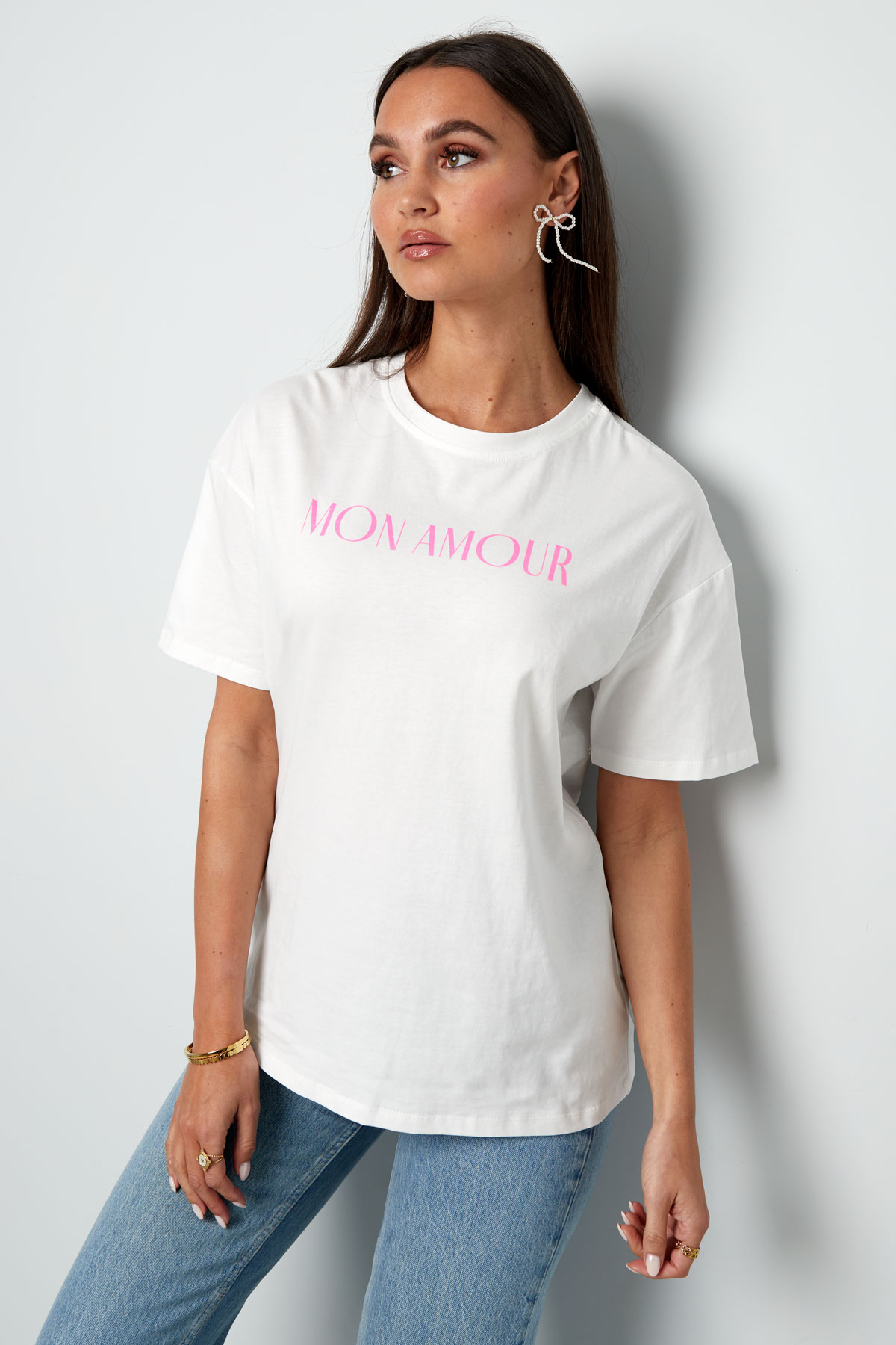 T-shirt mon amour - wit h5 Afbeelding4