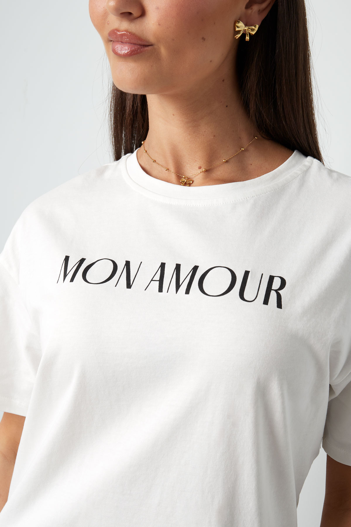 T-shirt mon amour - siyah beyaz Resim5