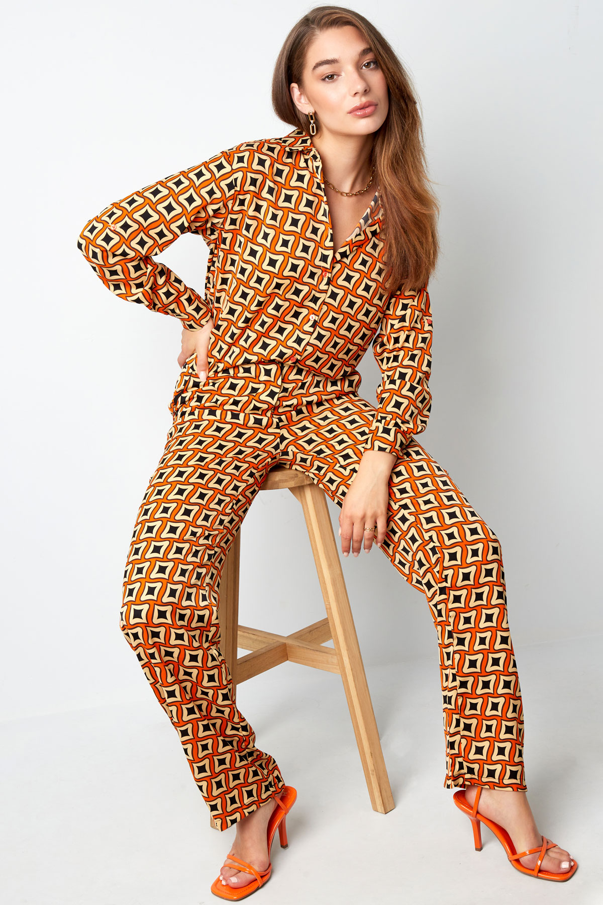 Pantalon imprimé rétro noir