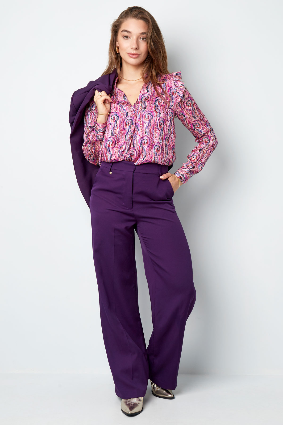 Pantalón plisado - violeta Imagen9