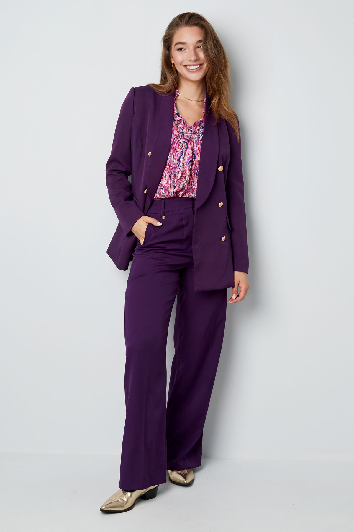 Pantalón plisado - violeta Imagen6