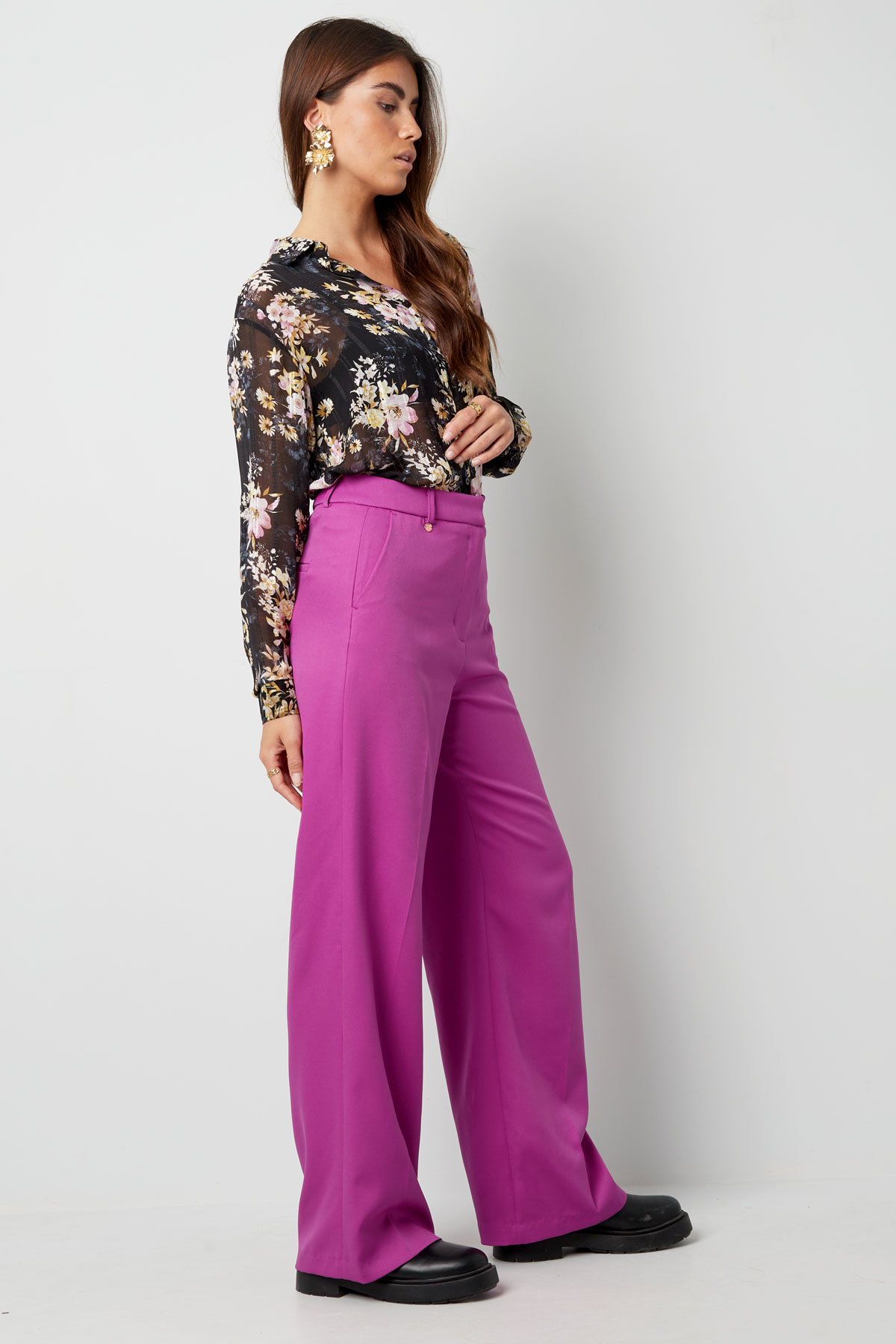 Pantalon plissé - violet h5 Image7