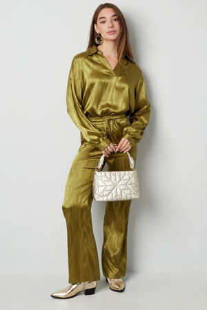 Satin trousers with print - green h5 Picture4