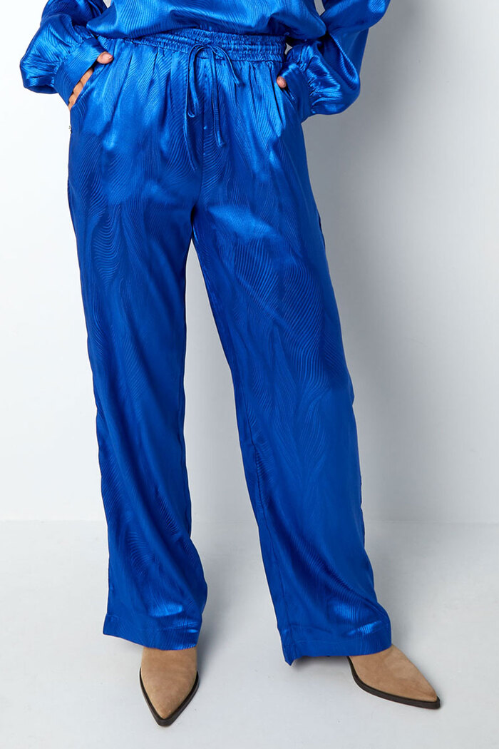 Satijnen broek met print - blauw Afbeelding7