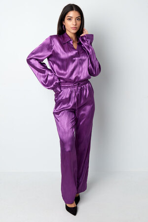 Satin trousers with print - purple h5 Picture5