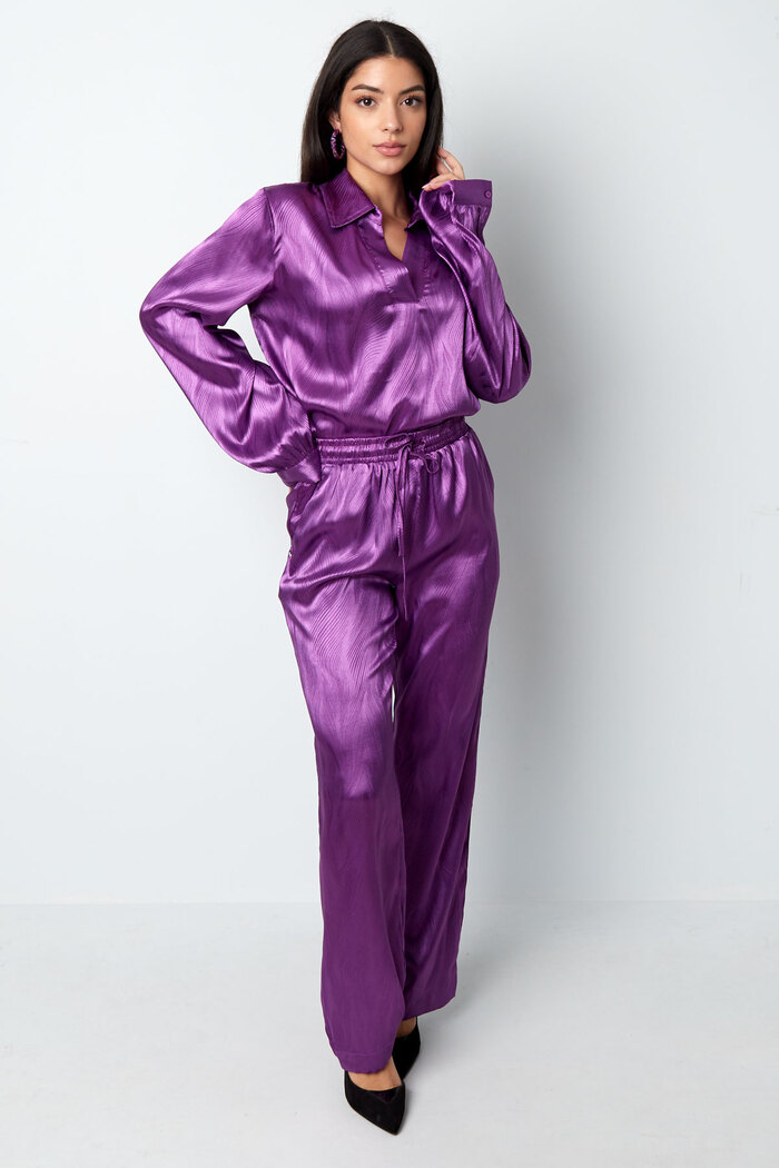 Satin trousers with print - purple Picture5