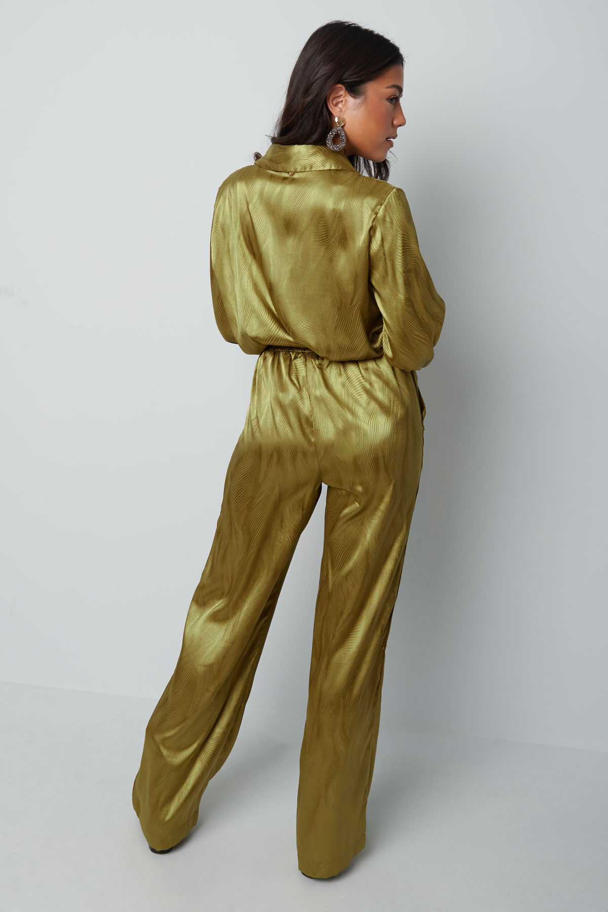 Pantalon en satin avec imprimé - vert foncé - L Image9