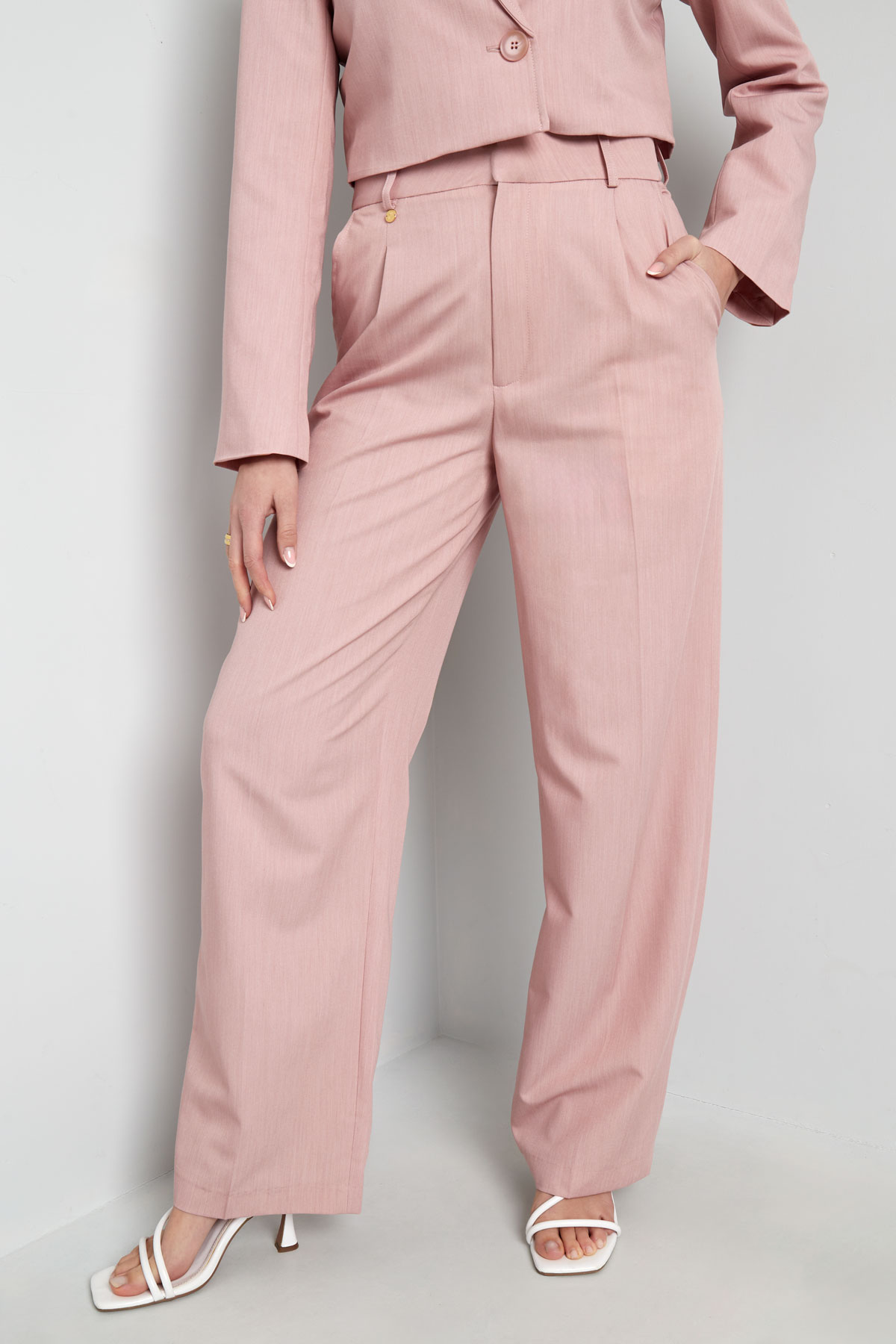 Pantalon met plooien - roze h5 Afbeelding2