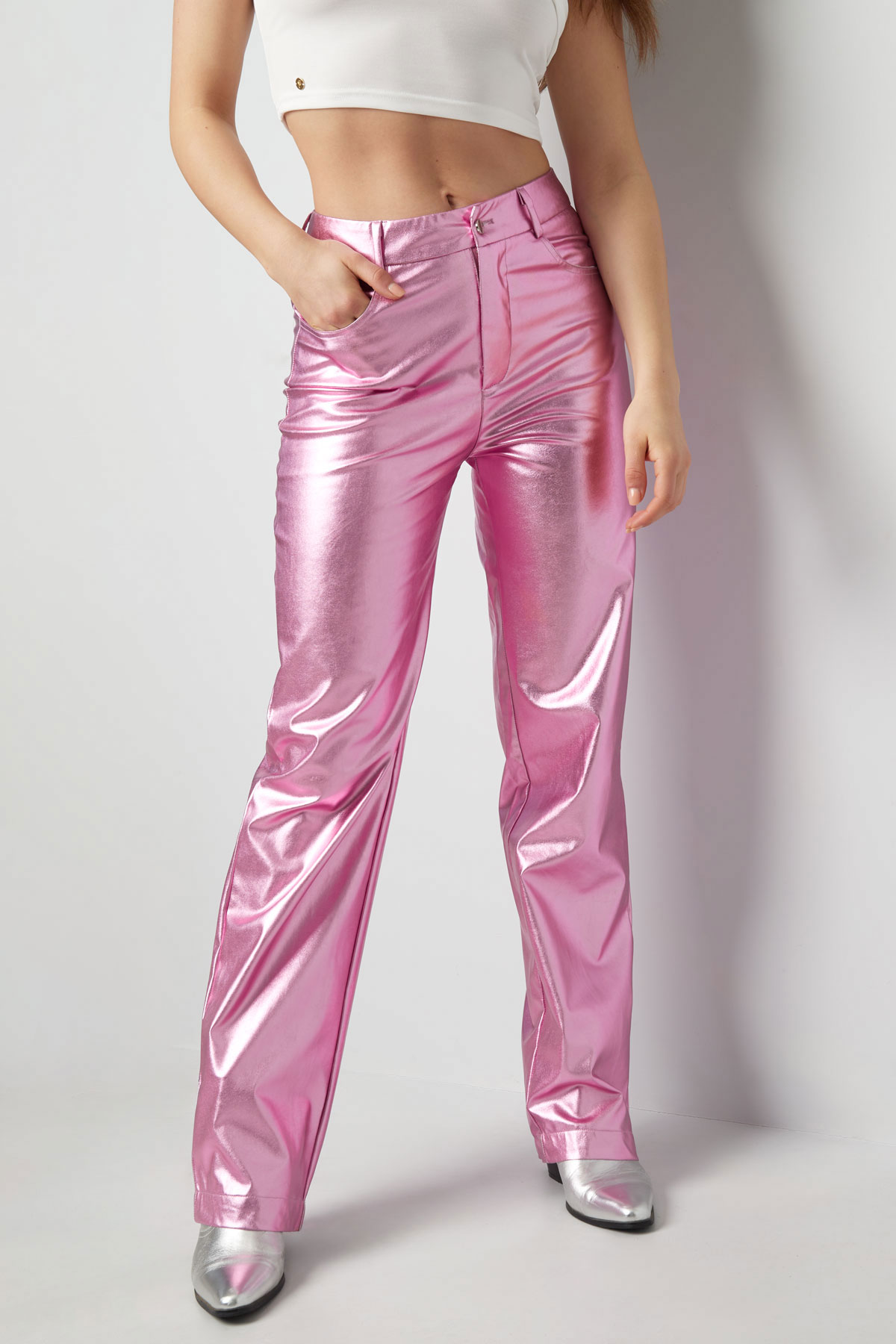 Metalik pantolon - gümüş h5 Resim2