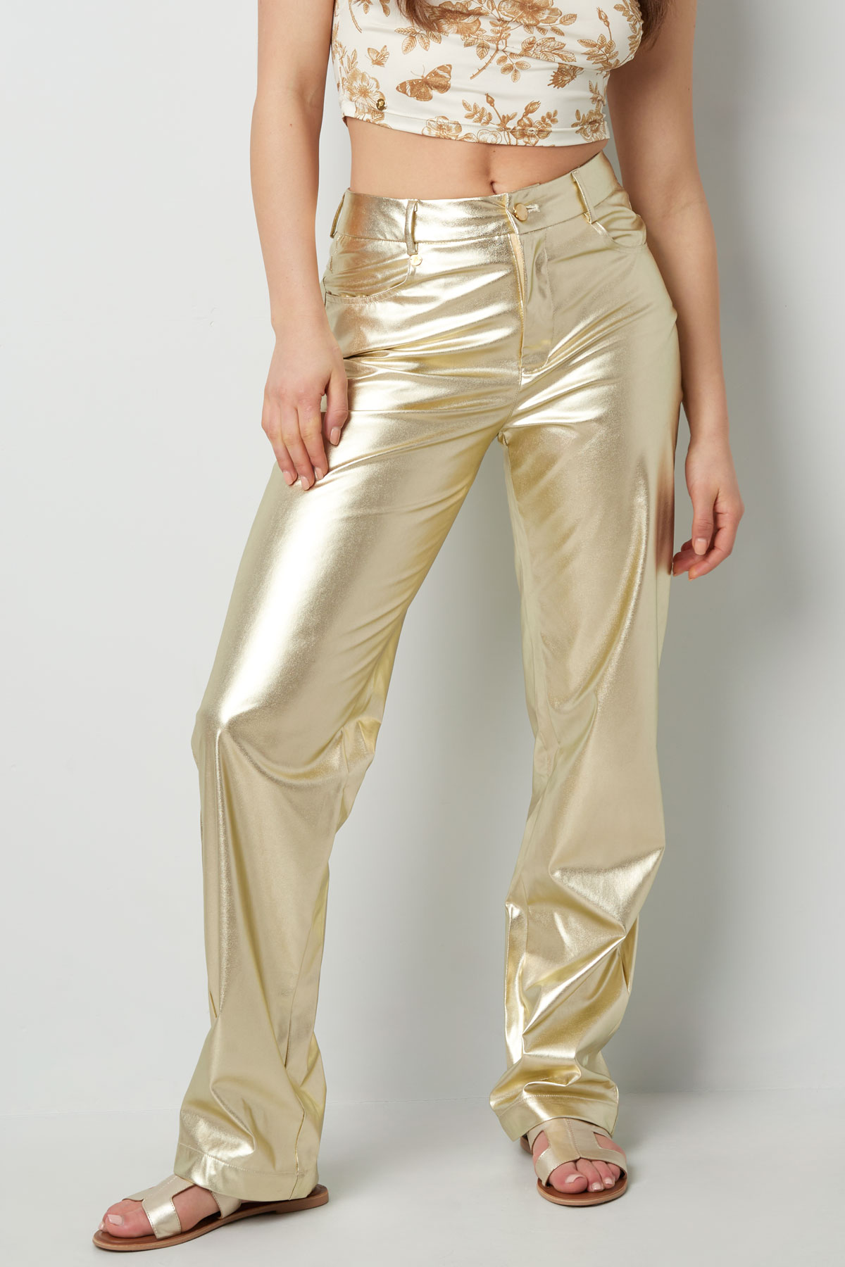 Metalik pantolon - gümüş h5 Resim4