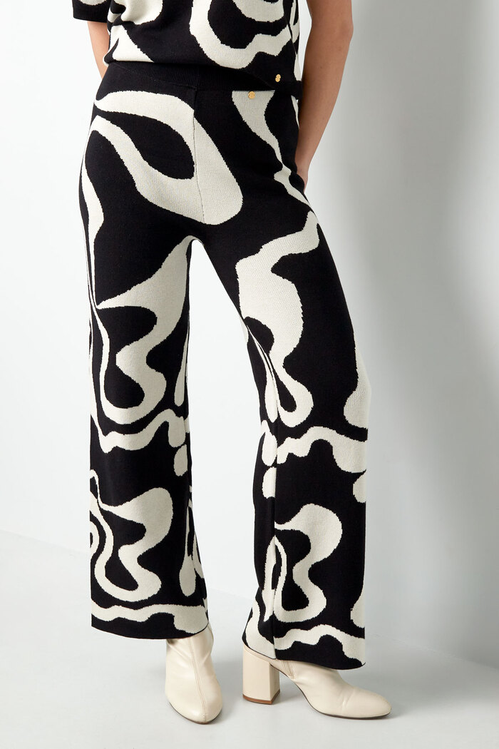 Pantalon imprimé rayures bio - noir et blanc Image2