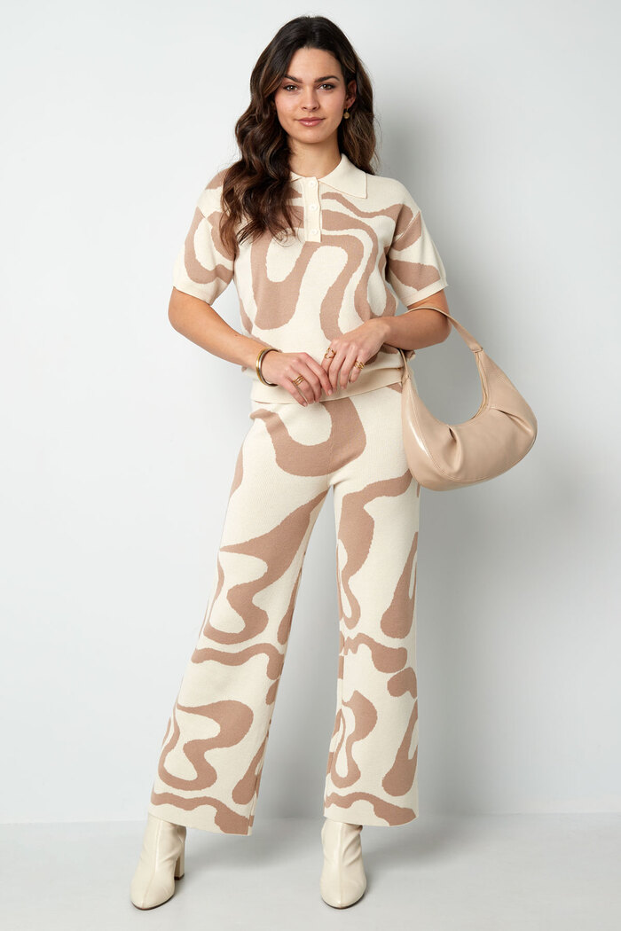 Pantaloni con stampa a righe organiche - beige Immagine7