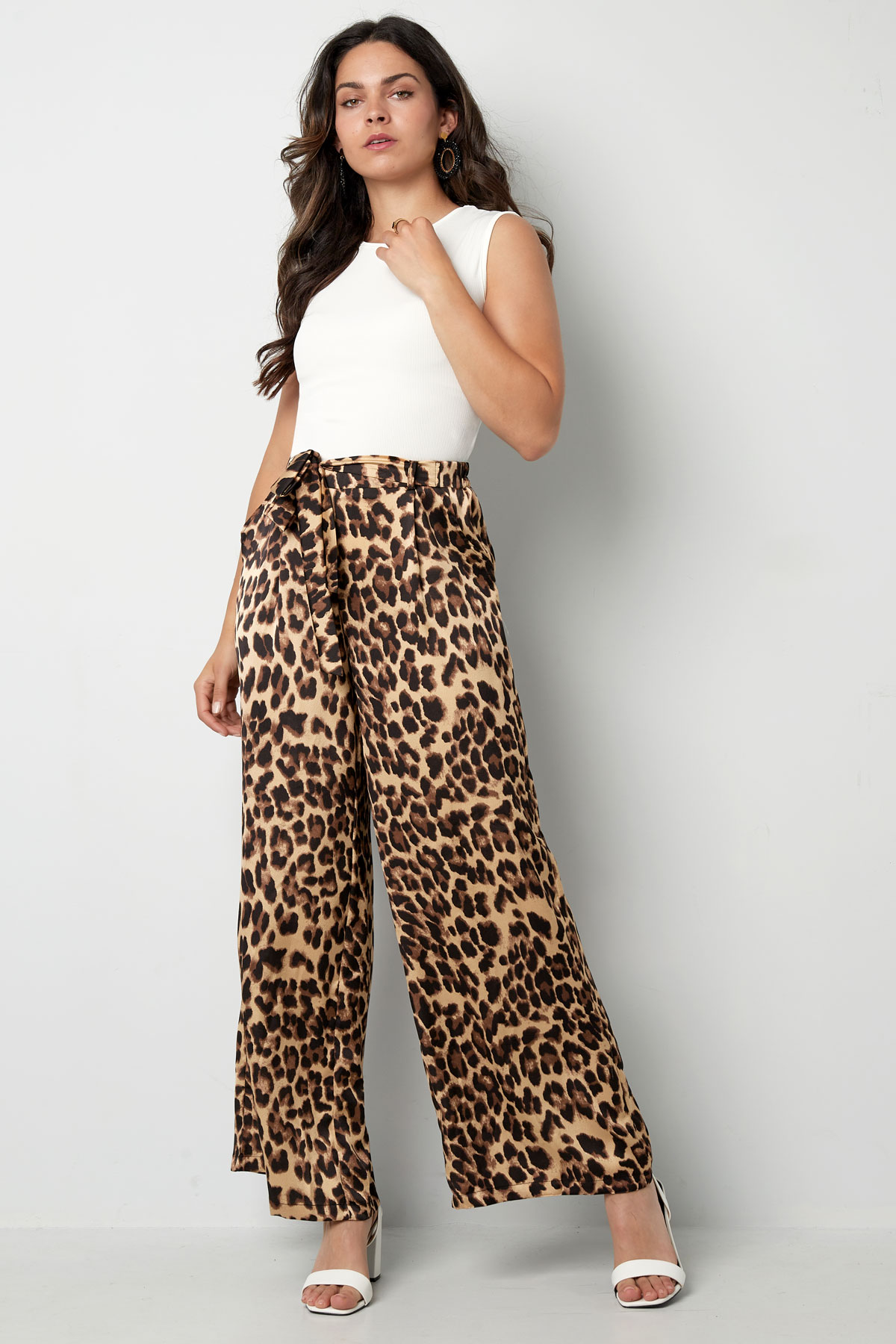 Pantalon large imprimé léopard - marron Image3