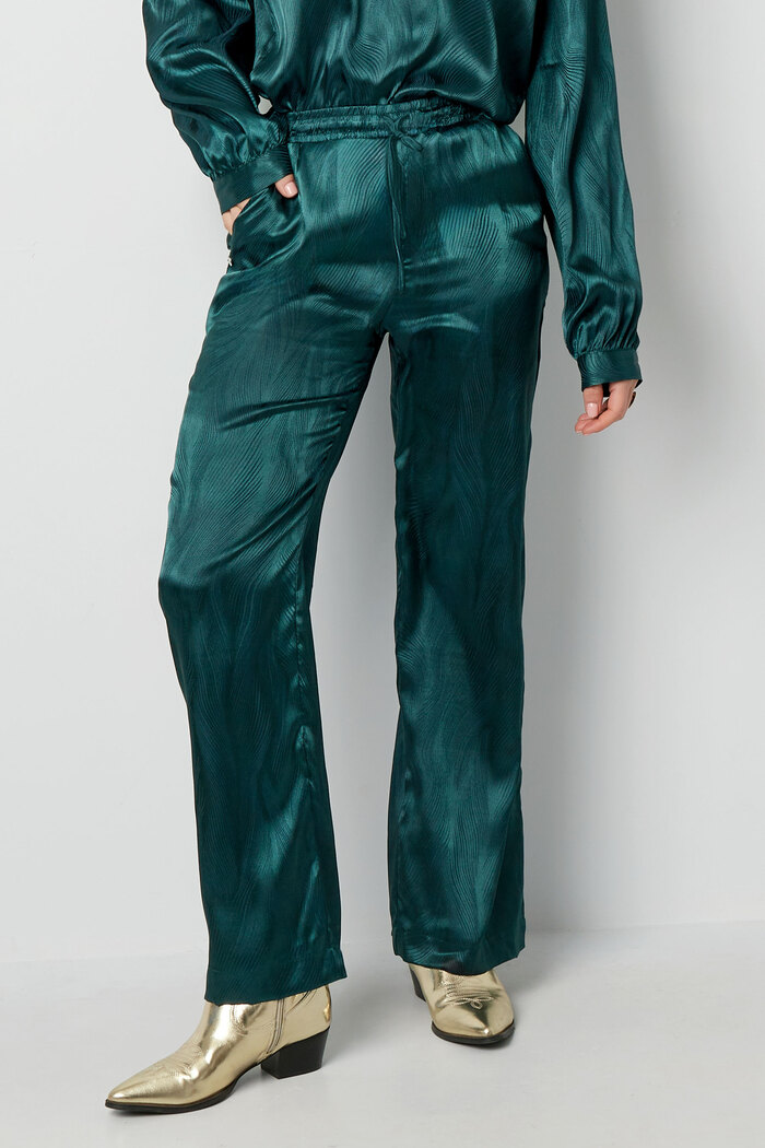 Pantalón de raso con estampado - verde oscuro - S Imagen2
