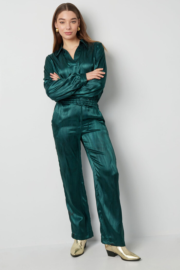 Pantalon en satin avec imprimé - vert foncé - M Image6