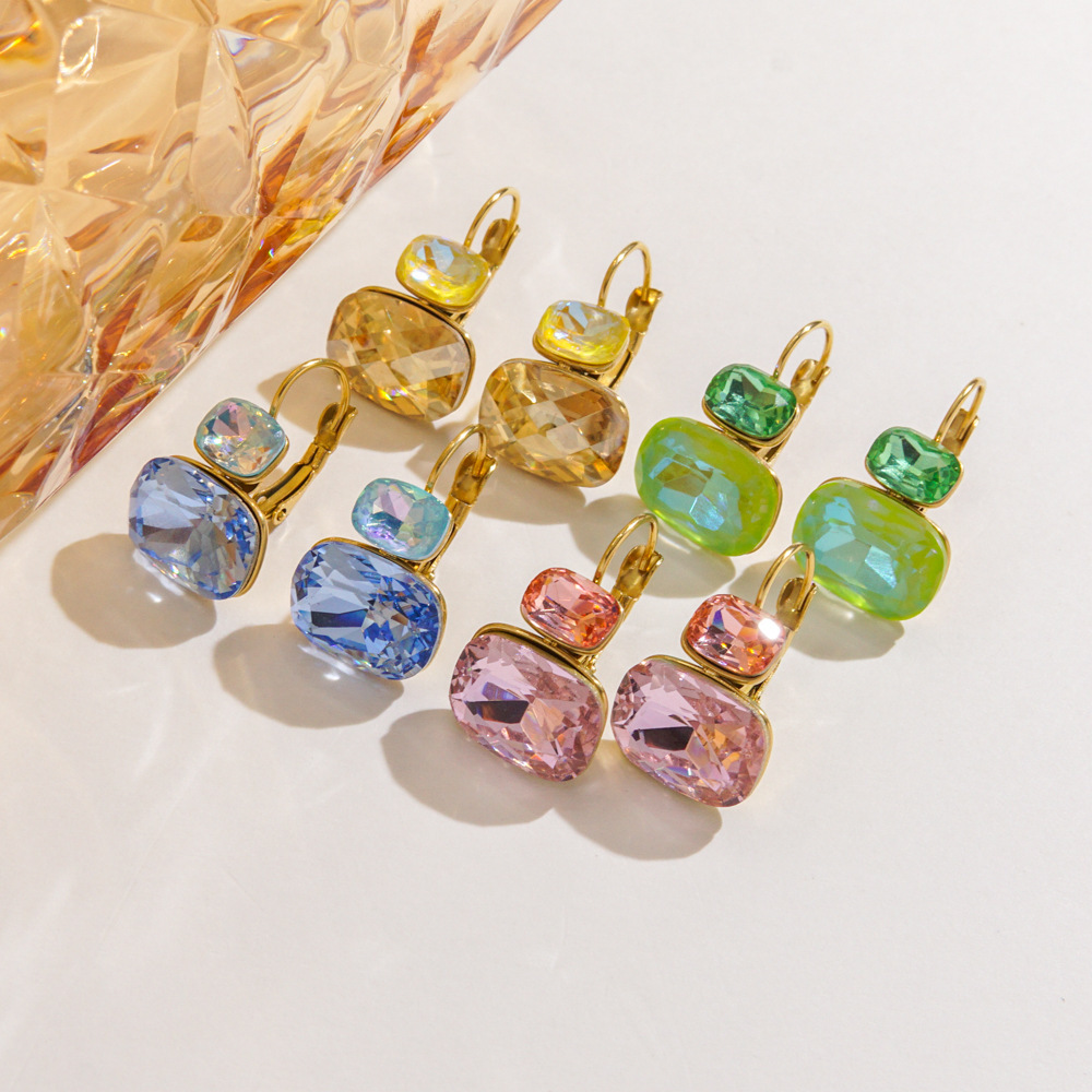 Pendientes de botón de acero inoxidable con circonitas grabadas a diario, de lujo, para mujer h5 Imagen3