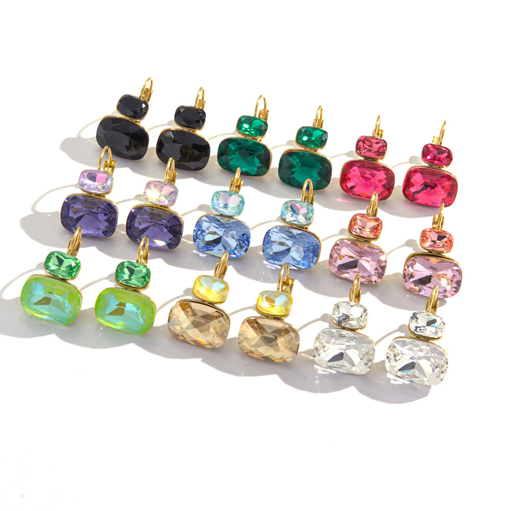 Pendientes de botón de acero inoxidable con circonitas grabadas a diario, de lujo, para mujer Imagen5