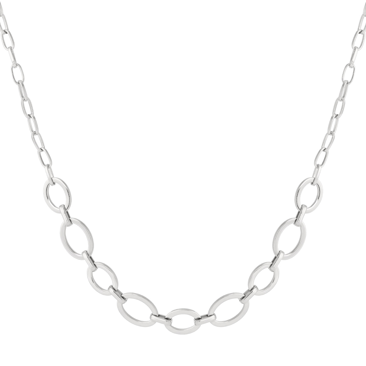 Collares de cadena ovalados modernos de acero inoxidable color dorado para mujer h5 