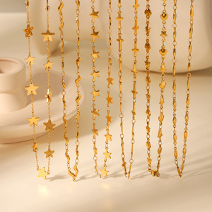 1 Paar Simple Series Daily Cross Edelstahl Goldfarbene Damenketten h5 Bild6